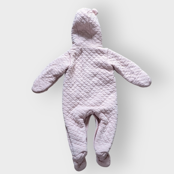 9 Months Carter's Pink Quilted Bunting Bag, Pram Outfit, Fuzzy Hood with Ears - Picture 4 of 6